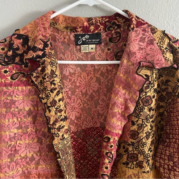 Vintage Jes Irie Wear Floral Lace Open Front Jacket Size M Art to Wear Boho - Picture 2 of 7